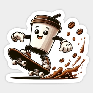 Skateboarding Coffee Cup | Gift for Skateboarding Coffee Lovers Sticker